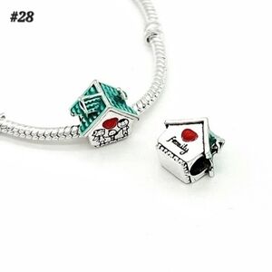 #28 Silver Green & Red 3D Family Cottage House Home Charm Double Sided